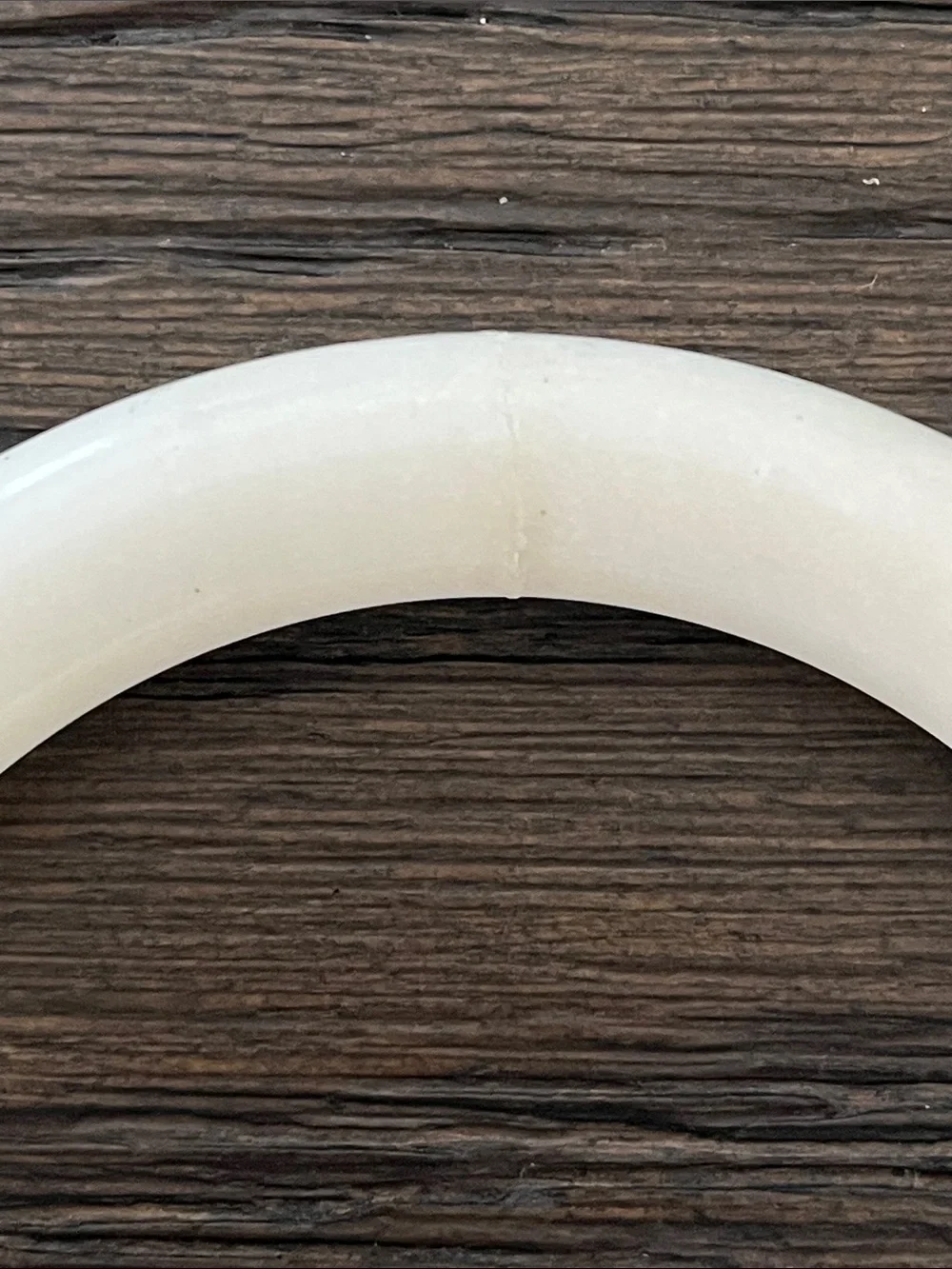 Jade Bangle Bracelet in White/Cream with Green Accents